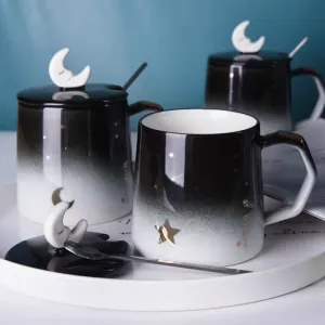 Use This Ceramic Coffee Mug With Lid And Spoon As A Household Cup Or As Couple Drinking Cups And Mugs