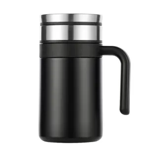 USHA SHRIRAM Insulated Stainless Steel Coffee Mug with Lid and Handle (420ml) | Leak - Proof | Insulated Mug for Coffee & Tea | Hot and Cold Tumbler | Coffee Mug with Lid for Home & Office (Black)