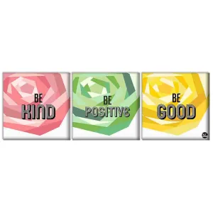 Wall Art Decor Hanging Panels Set Of 3 -Be Kind Be Positive Be Good