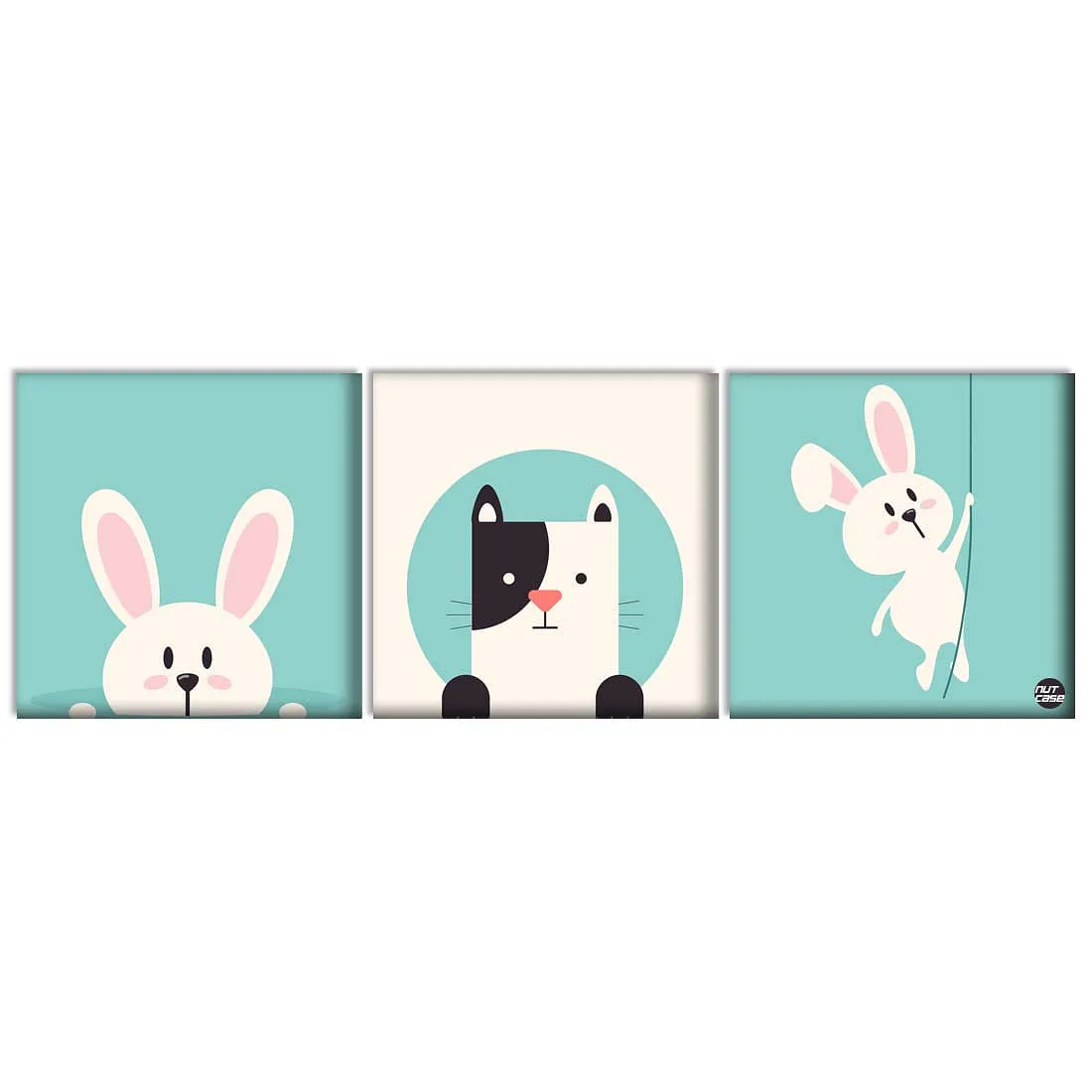 Wall Art Decor Hanging Panels Set Of 3 -Cute Rabit