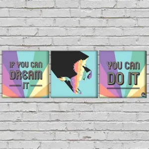 Wall Art Decor Hanging Panels Set Of 3 -If You Can Dream You Can Do It