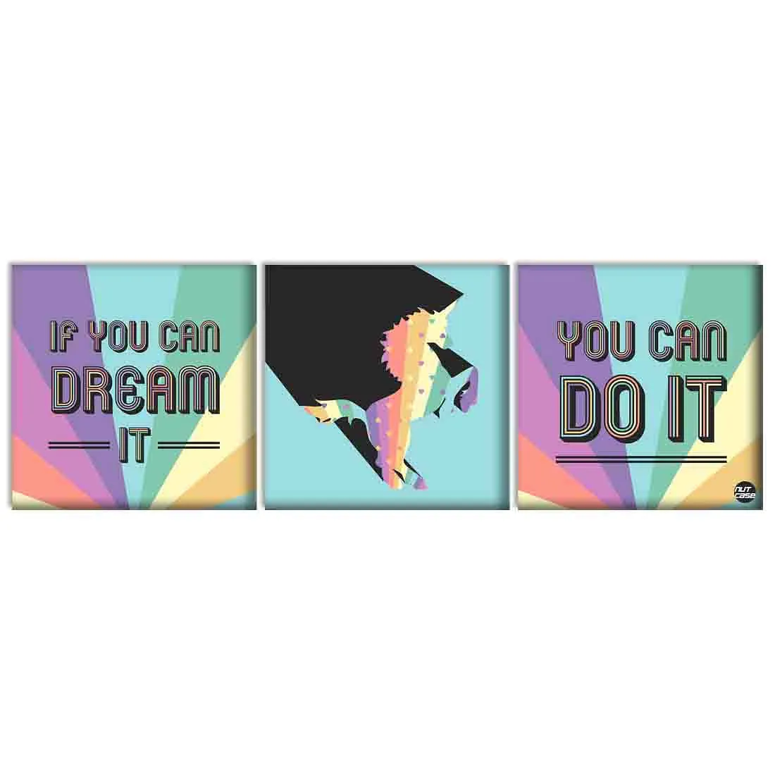 Wall Art Decor Hanging Panels Set Of 3 -If You Can Dream You Can Do It