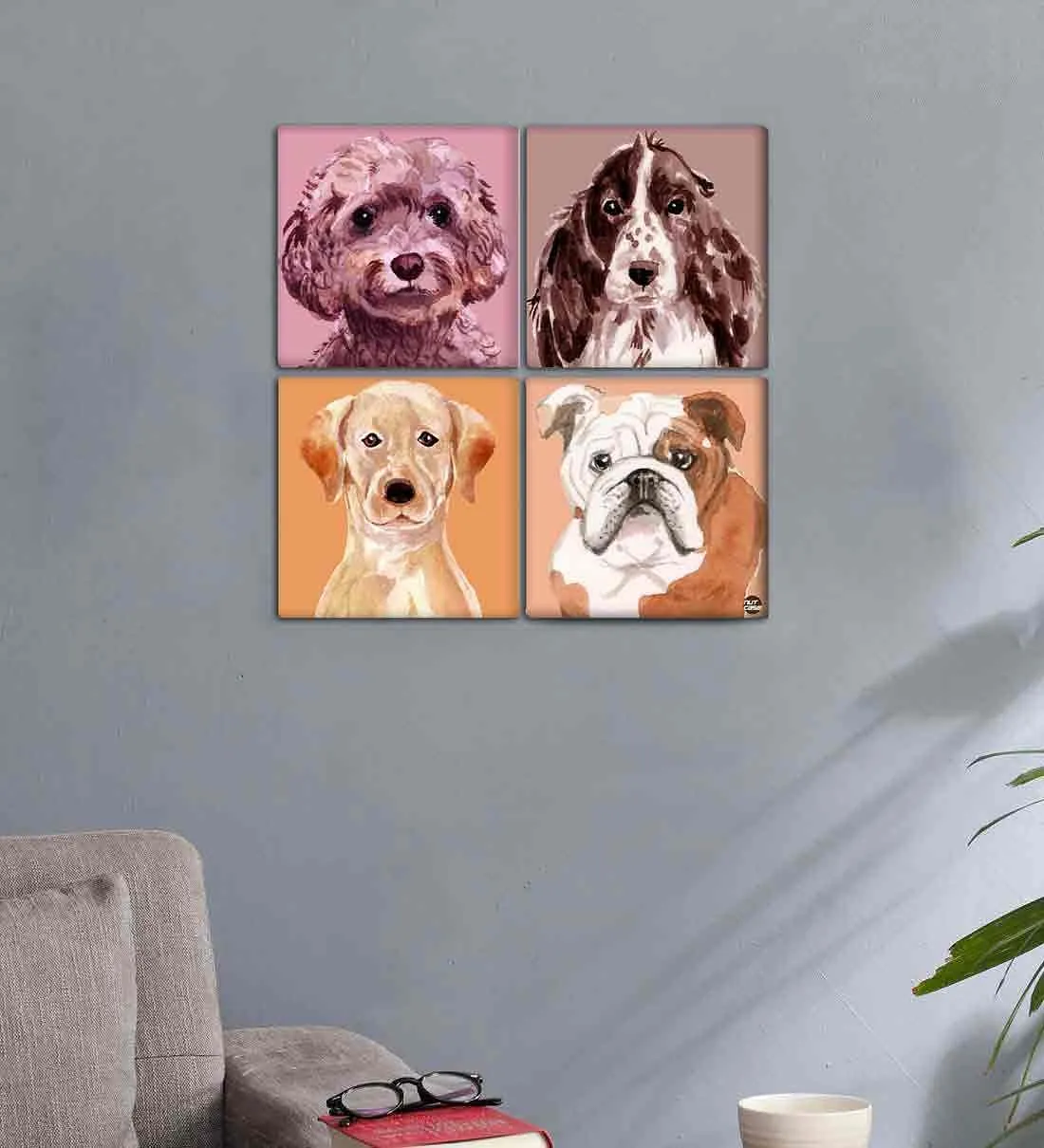 Wall Art Decor Panel For Home - Cute Dogs Face