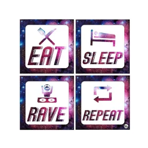 Wall Art Decor Panel For Home - Eat Sleep Rave Repeat Sign