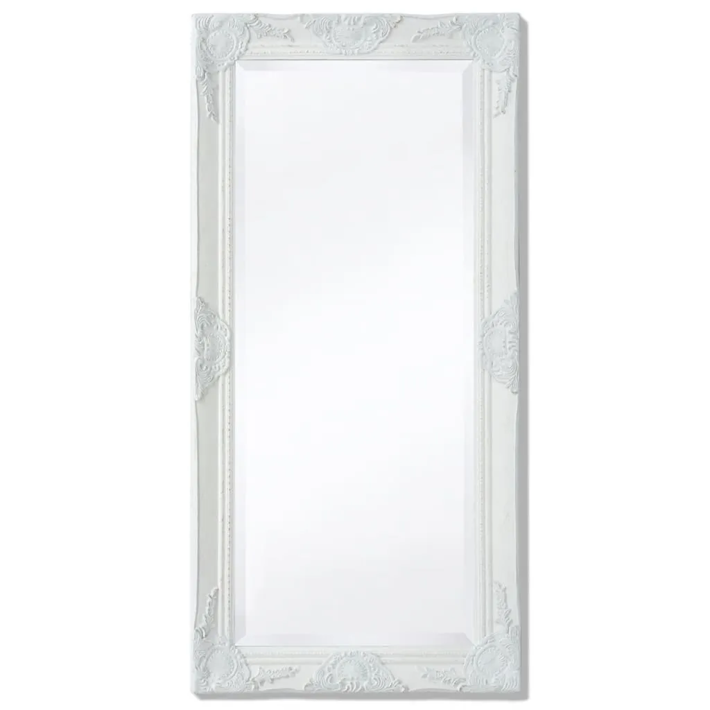 Wall Mirror Baroque Style 100x50 cm White