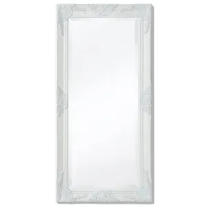 Wall Mirror Baroque Style 100x50 cm White