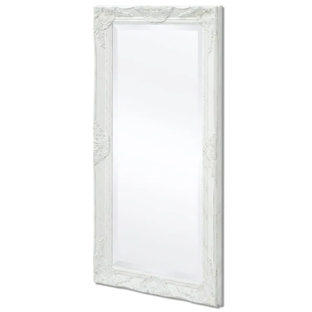 Wall Mirror Baroque Style 100x50 cm White