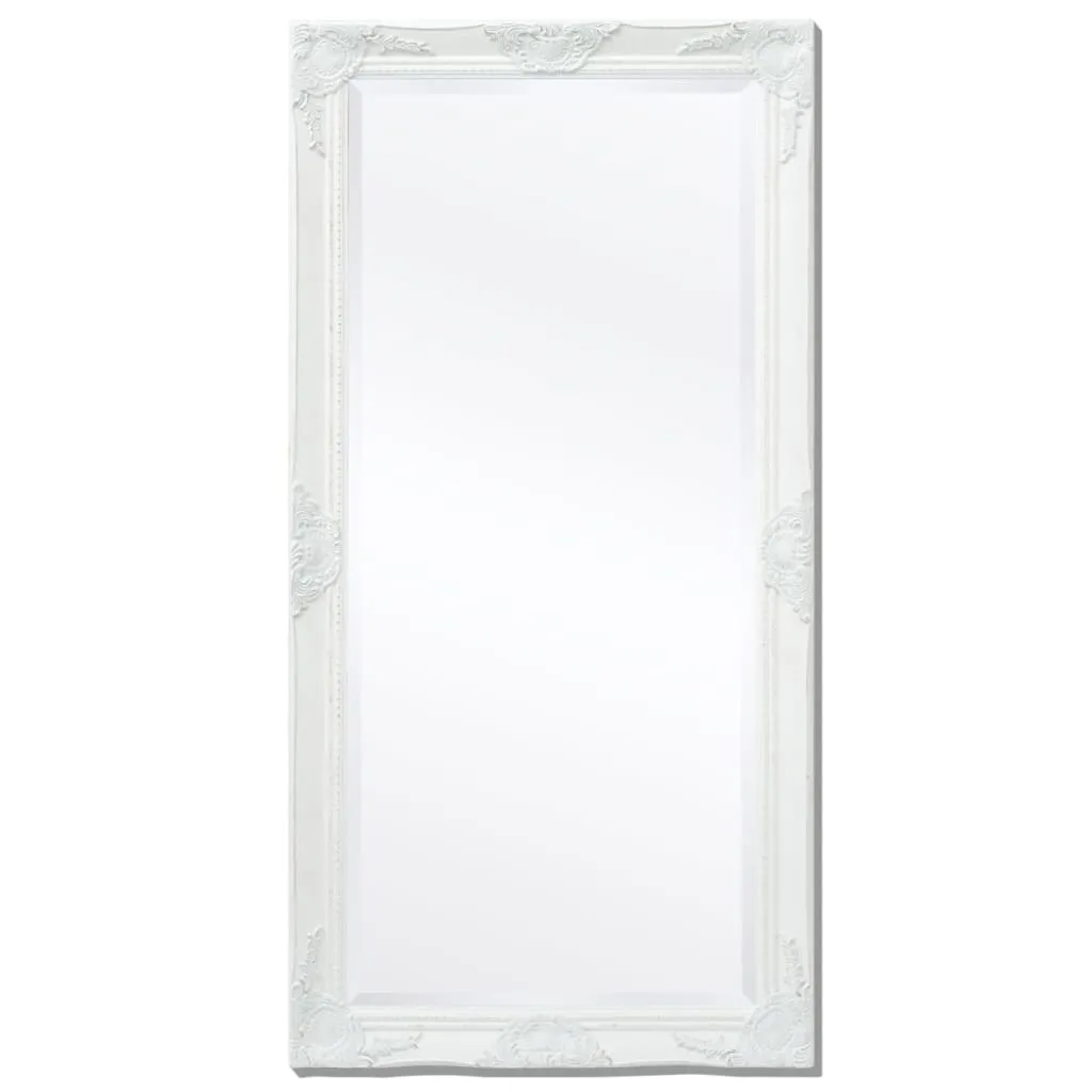 Wall Mirror Baroque Style 120x60 cm White