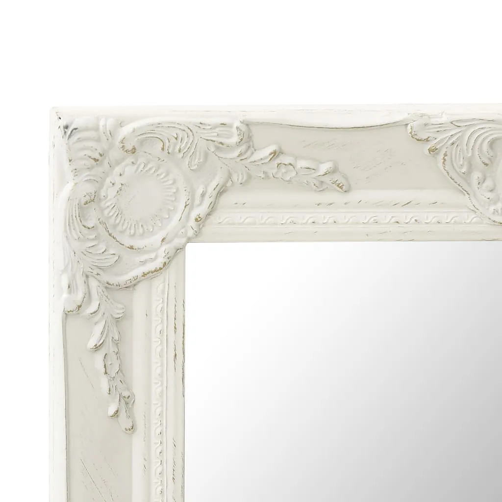 Wall Mirror Baroque Style 50x50 cm White