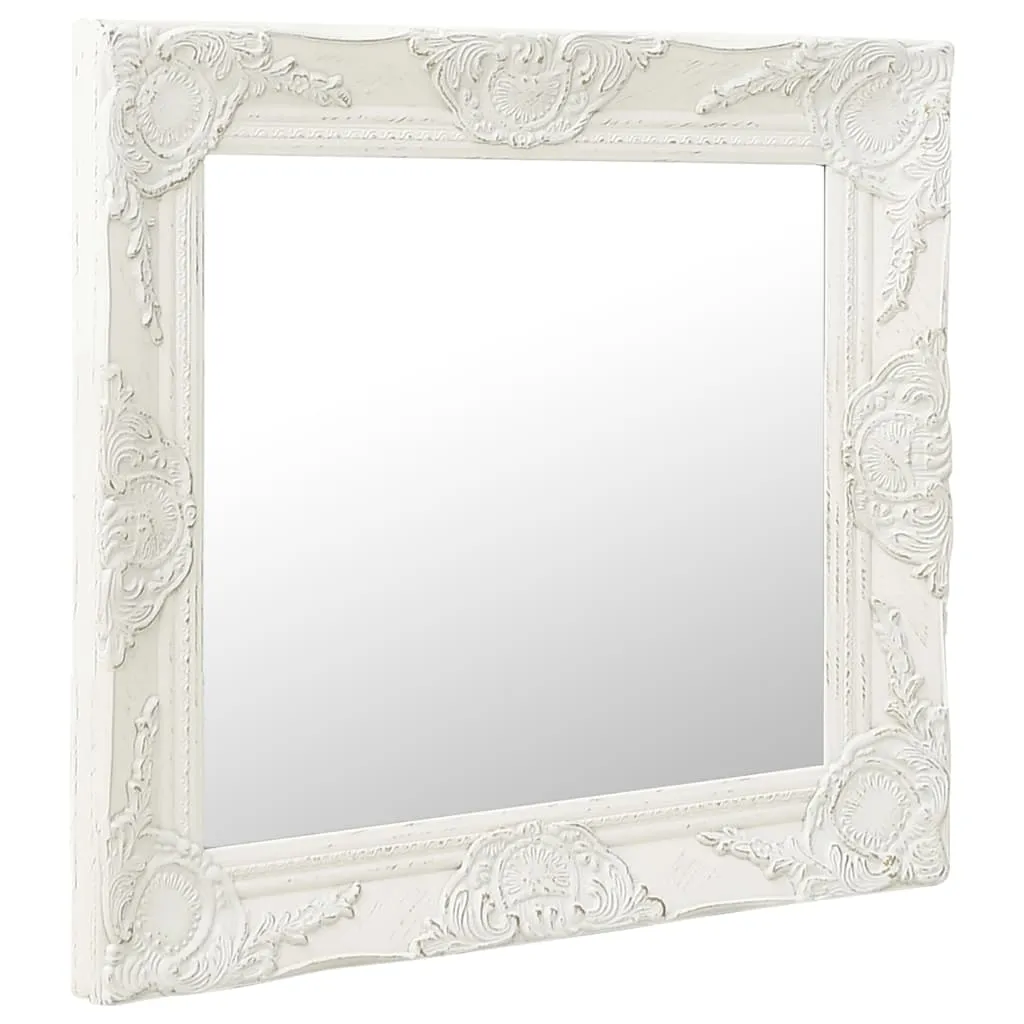 Wall Mirror Baroque Style 50x50 cm White