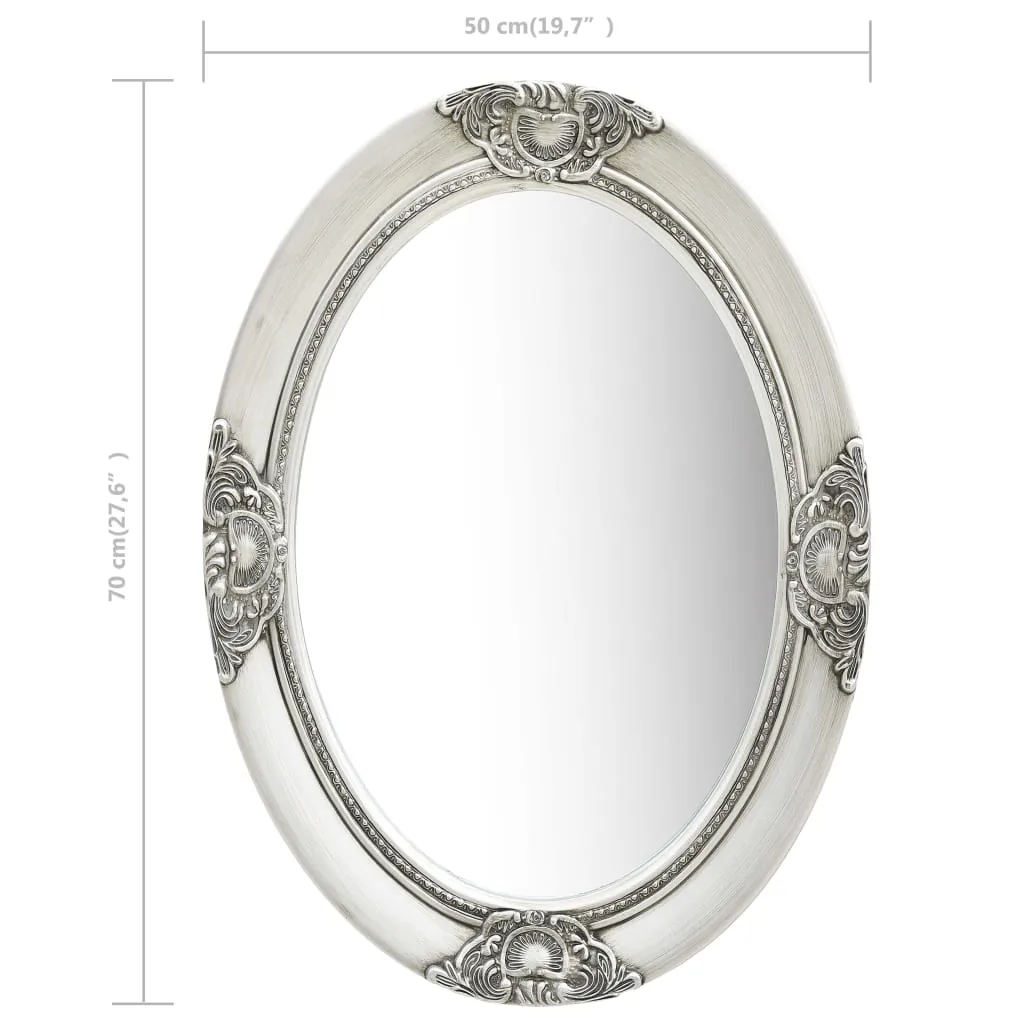 Wall Mirror Baroque Style 50x70 cm Silver