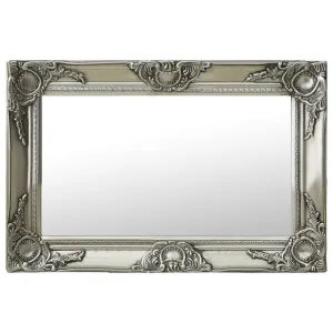 Wall Mirror Baroque Style 60x40 cm Silver