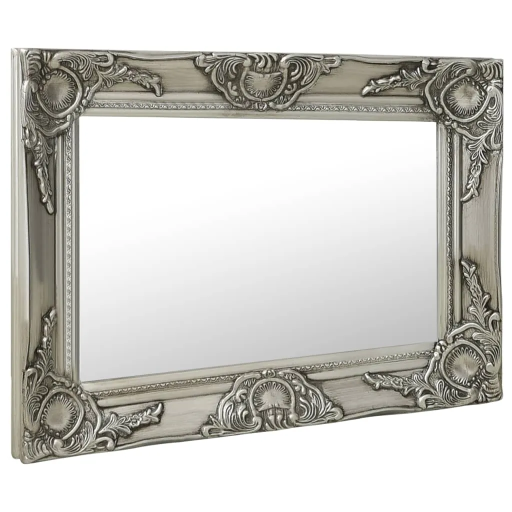 Wall Mirror Baroque Style 60x40 cm Silver