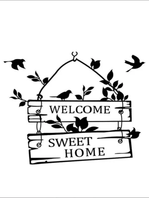 Welcome Sweet Home Birds Sign Wall Sticker Creative Decor Wall Art Adhesive Wall