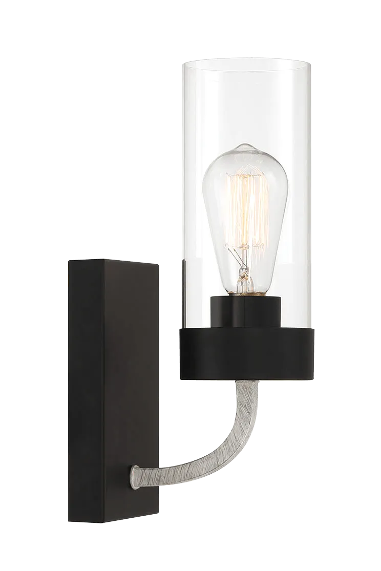 Zephyr Single Light Sconce With Clear Glass Metal Black Finish